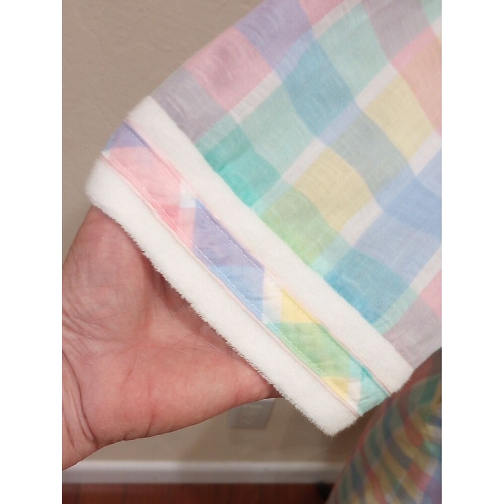 Madras Plaid Pastel Checked House Coat Robe - Vintage 80s! - Picture 7 of 10